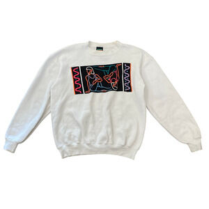 Vintage 80s Cyrk Neon Yoga Pilates Crewneck Sweatshirt Women's L